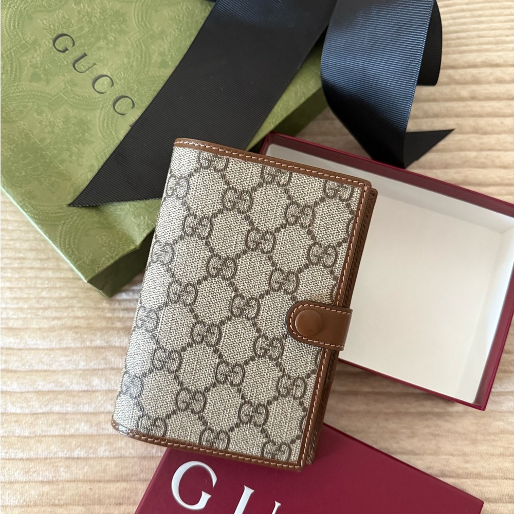 Gucci Brown and Cream Monogram Wallet